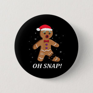 Gingerbread Man Oh Snap Christmas Cookie Costume B 2 Inch Round Button