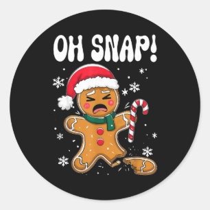 Gingerbread Man Oh Snap Christmas Funny Cookie Bak Classic Round Sticker
