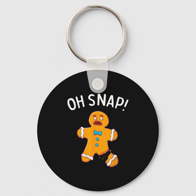 Gingerbread Man Oh Snap Christmas Funny Cookie Bak Keychain (Front)