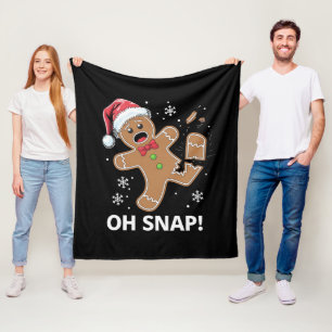 Gingerbread Man Oh Snap Christmas Funny Cookie Fleece Blanket