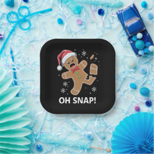 Gingerbread Man Oh Snap Christmas Funny Cookie  Paper Plate