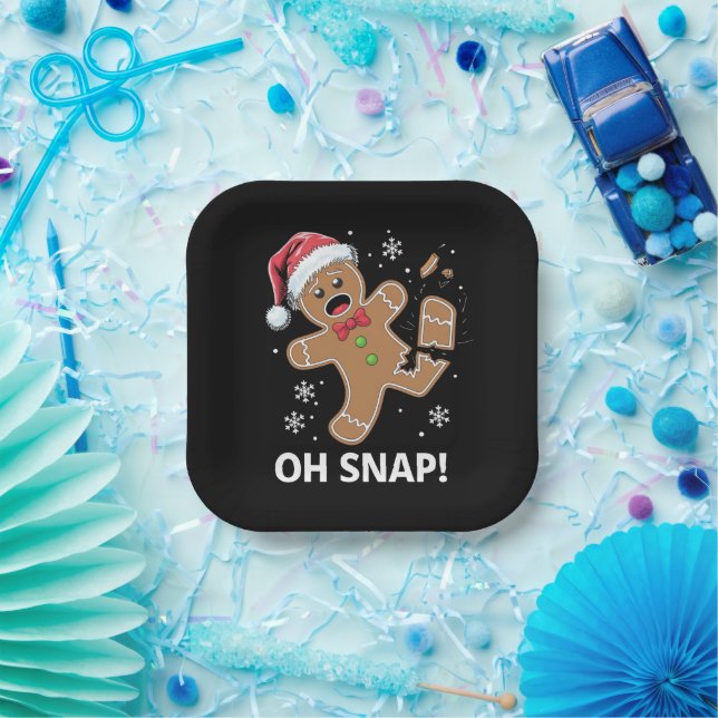 Gingerbread Man Oh Snap Christmas Funny Cookie  Paper Plate (Party)