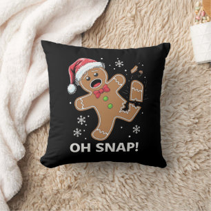 Gingerbread Man Oh Snap Christmas Funny Cookie  Throw Pillow
