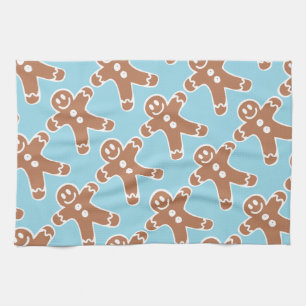 Gingerbread Man on Blue Kitchen Towel
