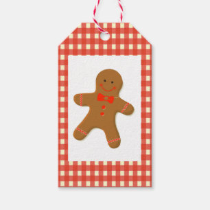 Gingerbread Man on Gingham Gift Tags