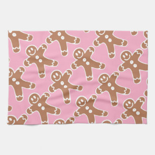 Gingerbread Man on Pink Kitchen Towel