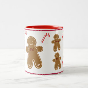 Gingerbread Man Personalize Name Family Holiday Two-Tone Coffee Mug