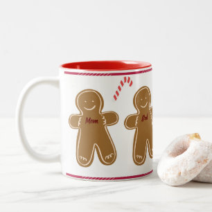 Gingerbread Man Personalize Name Family Holiday Two-Tone Coffee Mug