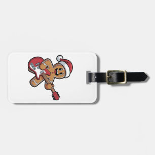 Gingerbread Man Play Guitar Electric Christmas  Luggage Tag