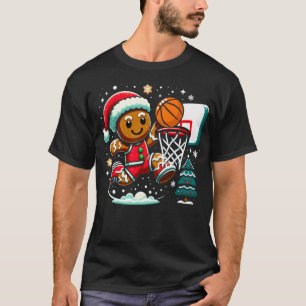 Gingerbread Man Playing Basketball Christmas Playe T-Shirt