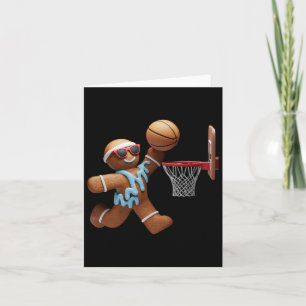 Gingerbread Man Playing Basketball Christmas Xmas  Card