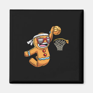 Gingerbread Man Playing Basketball Christmas Xmas Magnet