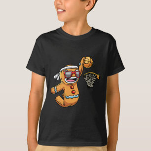 Gingerbread Man Playing Bysketbyll Christmas Xmas  T-Shirt