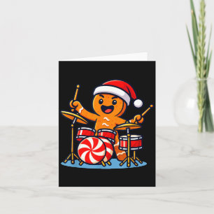 Gingerbread Man Playing Drums Card