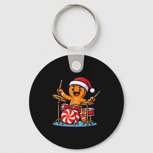 Gingerbread Man Playing Drums Keychain