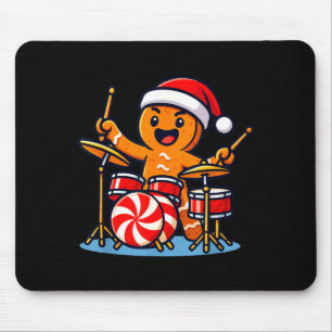 Gingerbread Man Playing Drums  Mouse Pad