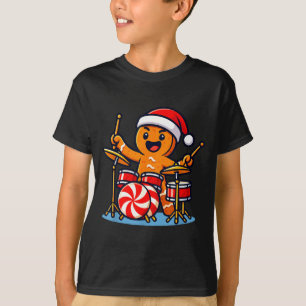 Gingerbread Man Playing Drums  T-Shirt