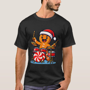 Gingerbread Man Playing Drums  T-Shirt