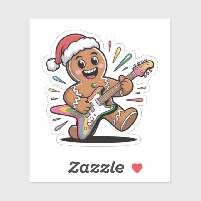 Gingerbread Man Playing Guitar Electric Santa  (Sheet)
