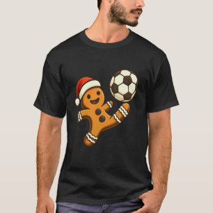 Gingerbread Man Playing Soccer Funny Christmas Tee