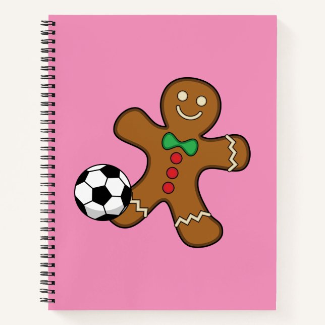 Gingerbread Man Playing Soccer Notebook (Front)