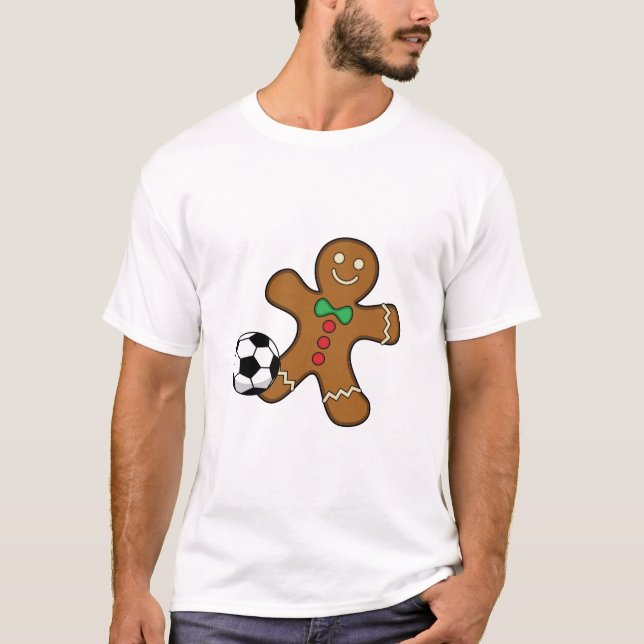 Gingerbread Man Playing Soccer T-Shirt (Front)