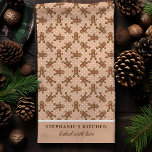 Gingerbread Man Polka Dot Brown Custom Christmas Kitchen Towel<br><div class="desc">Bring holiday cheer to your kitchen with this custom brown gingerbread man polka dot Christmas kitchen towel. Featuring a playful gingerbread man pattern on a brown polka dot background, this festive towel can be personalized with your name or special message. A fun and practical way to add a bit of...</div>