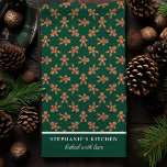 Gingerbread Man Polka Dot Green Custom Christmas Kitchen Towel<br><div class="desc">Bring holiday cheer to your kitchen with this custom green gingerbread man polka dot Christmas kitchen towel. Featuring a playful gingerbread man pattern on a green polka dot background, this festive towel can be personalized with your name or special message. A fun and practical way to add a bit of...</div>