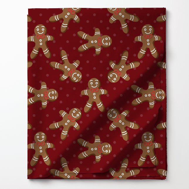 Gingerbread Man Polka Dot On Red Christmas Fabric (Creator Uploaded)