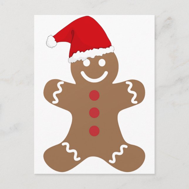 Gingerbread Man postcard Santa reideer sleigh (Front)