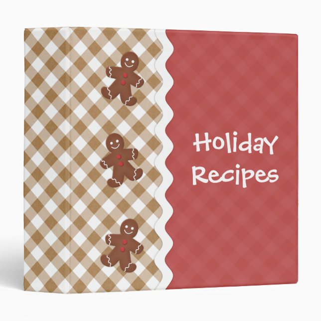 Gingerbread Man Red and Tan Holiday Binder (Front/Spine)