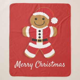Gingerbread Man Red Cookie Food Christmas  Sherpa Blanket