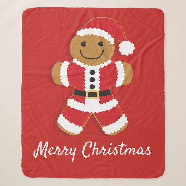 Gingerbread Man Red Cookie Food Christmas  Sherpa Blanket (Front)