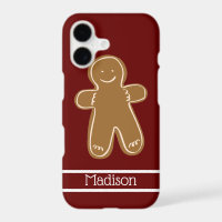 Gingerbread Man Red Personalized Name Cute