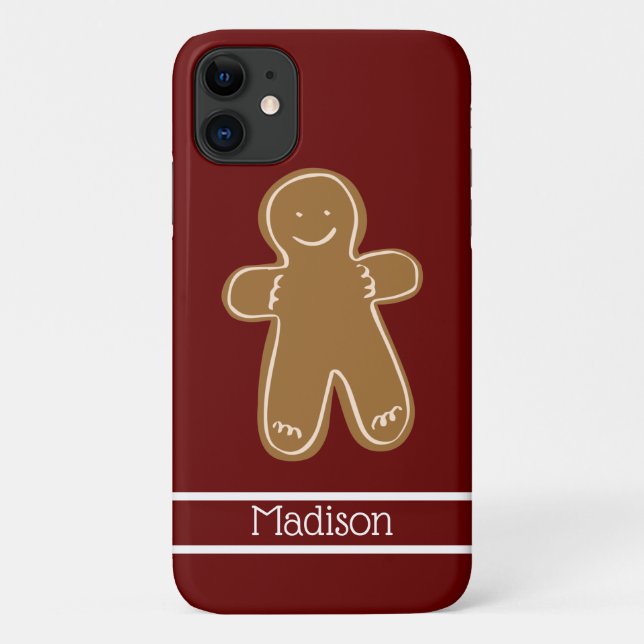 Gingerbread Man Red Personalized Name Cute Case-Mate iPhone Case (Back)