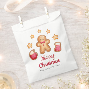 Gingerbread Man Red Script Christmas  Favour Bag