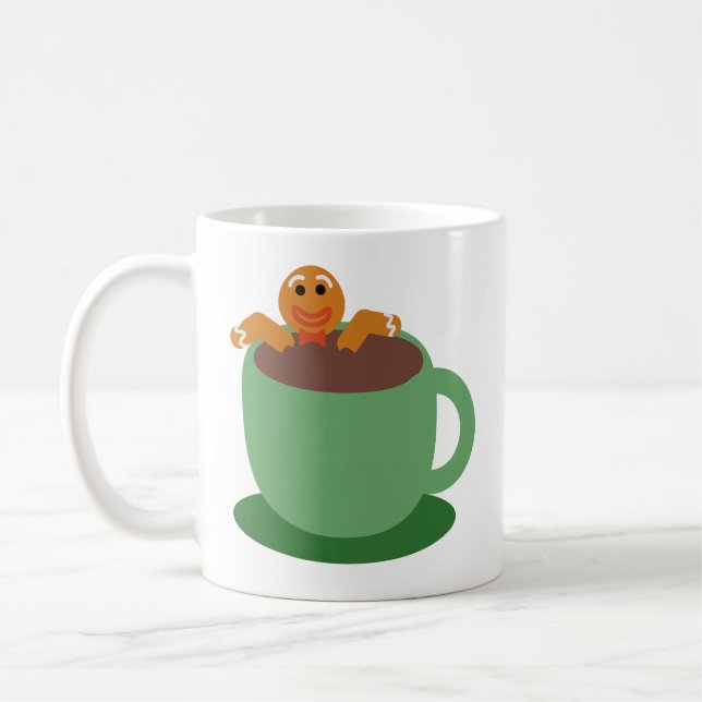 Gingerbread Man Relaxing Cocoa Holiday Fun Art Coffee Mug (Left)