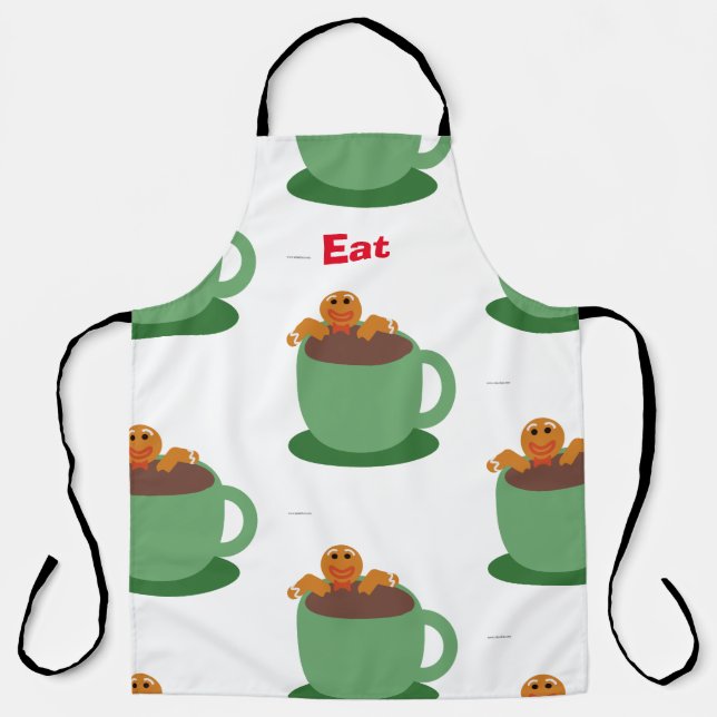 Gingerbread Man Relaxing Cocoa Holiday Fun Toon Apron (Front)