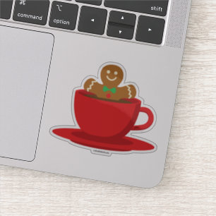 Gingerbread Man Relaxing In Hot Chocolate Red Cup