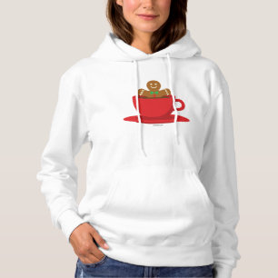 Gingerbread Man Relaxing In Hot Chocolate Red Cup Hoodie