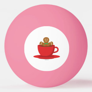 Gingerbread Man Relaxing In Hot Chocolate Red Cup Ping Pong Ball