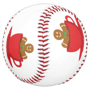 Gingerbread Man Relaxing In Hot Chocolate Red Cup Softball