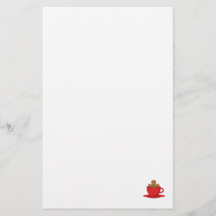 Gingerbread Man Relaxing In Hot Chocolate Red Cup Stationery