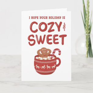 Gingerbread Man Relaxing In Mug Christmas Holiday Card