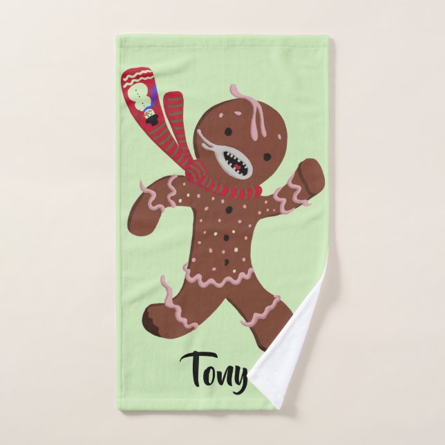 Gingerbread Man Running Hand Towel (Hand Towel)