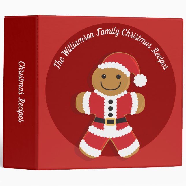 Gingerbread Man Santa Family Christmas Recipe Binder (Front/Spine)