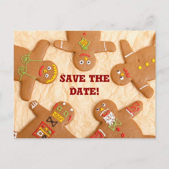 Gingerbread Man Save the Date Postcard (customize) (Front)