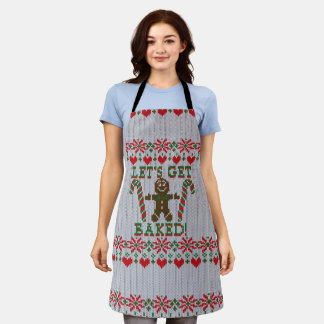 Gingerbread Man Says Ugly Christmas Sweater Style Apron