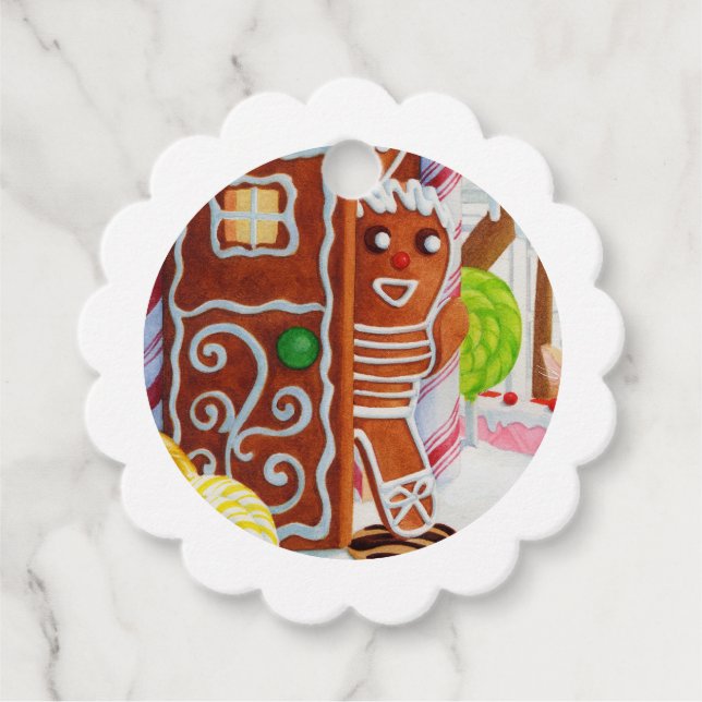 GINGERBREAD MAN Scalloped Gift Tags (Front)