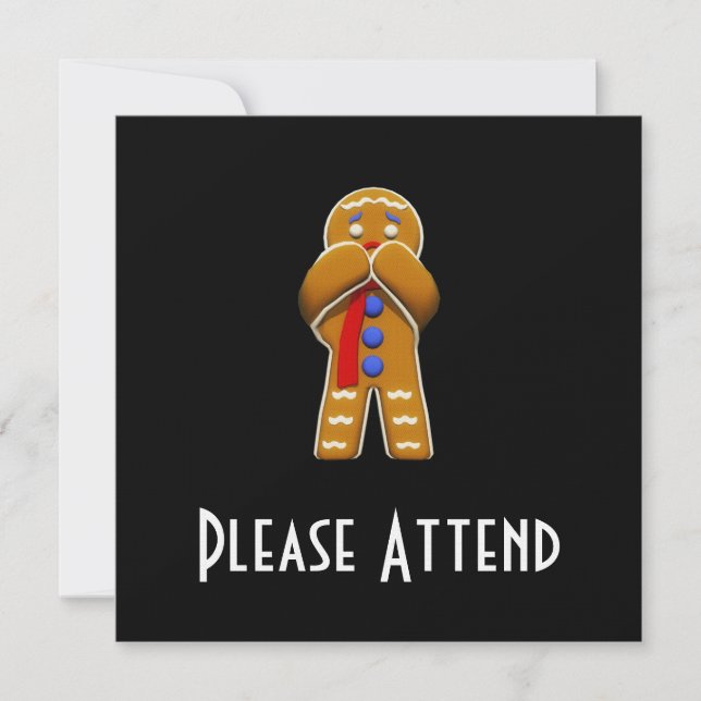 Gingerbread Man - Scared - Original Colours Invitation (Front)